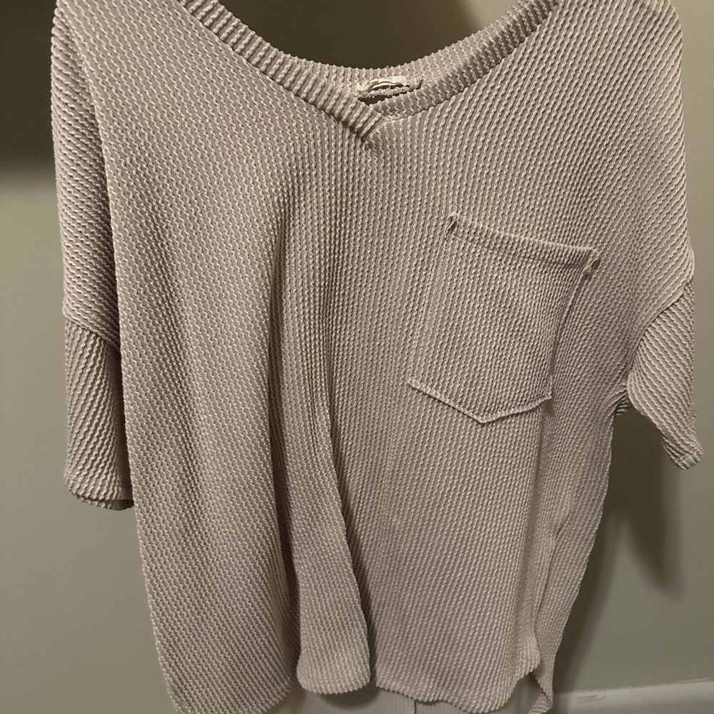 Altered state Textured Knit Blouse in Light Gray